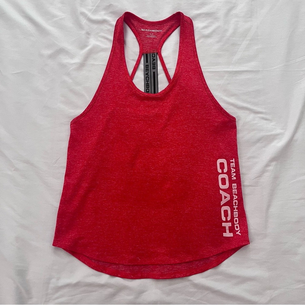 Team Beach Body Coach Racer Back Womens Workout Tank Top Shirt Small Red